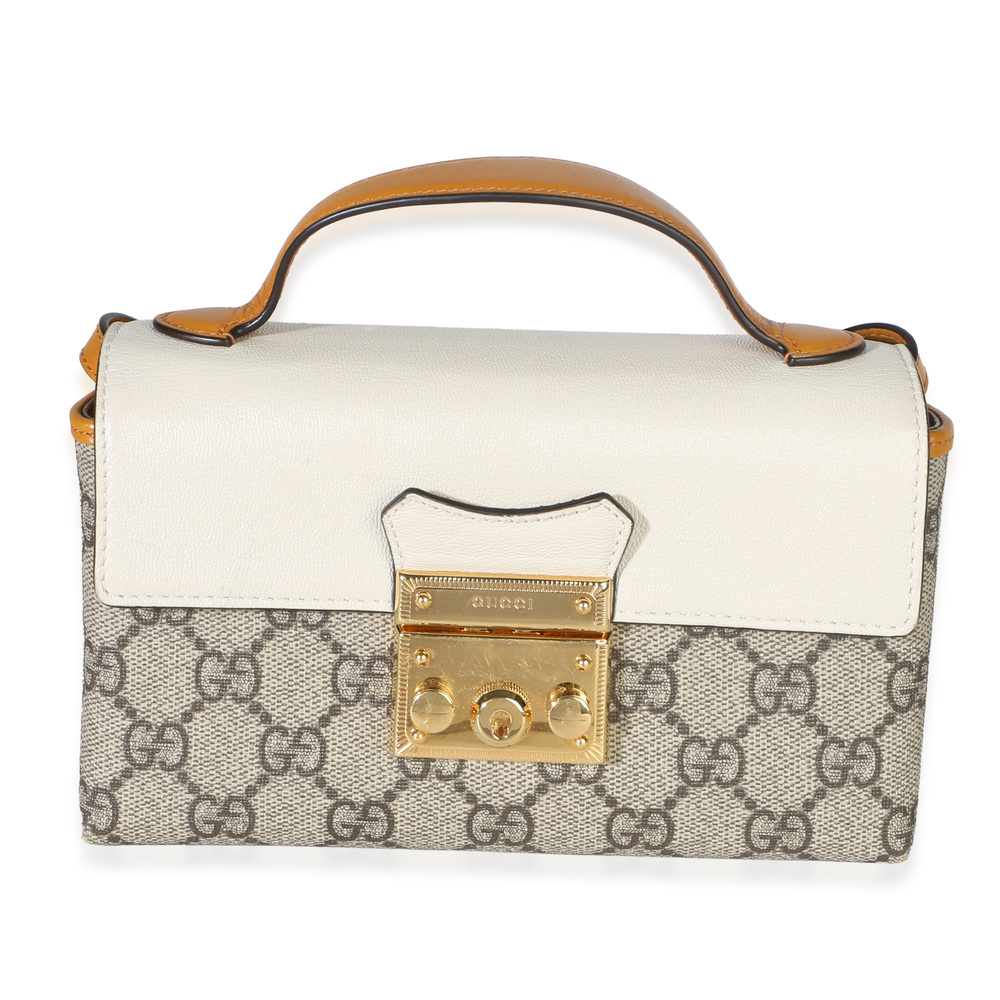 Gucci Orange GG Supreme Canvas Mini Padlock Top Handle Shoulder Bag
